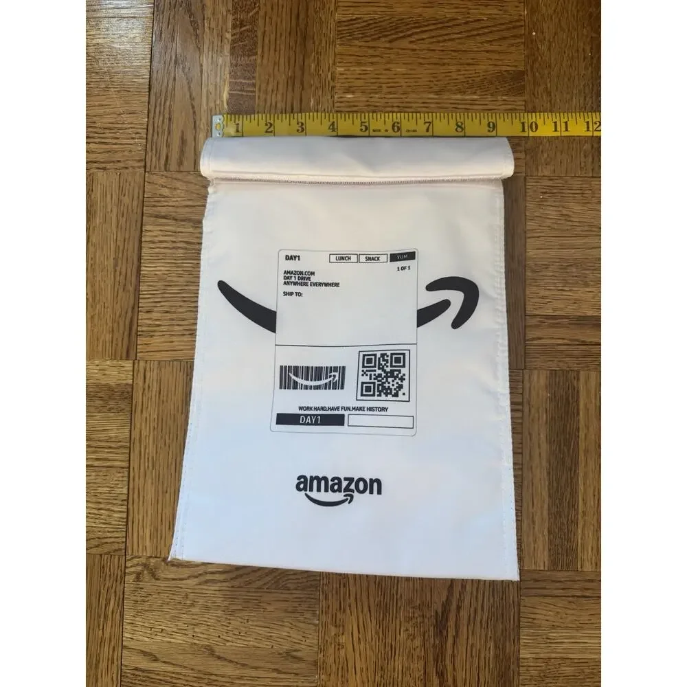 Amazon Employee Insulated Lunch Bax Box Custom Shipping Label Graphic White
